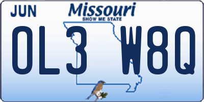 MO license plate OL3W8Q