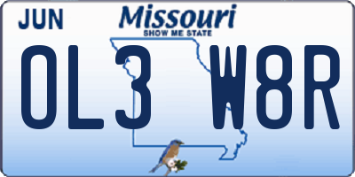MO license plate OL3W8R
