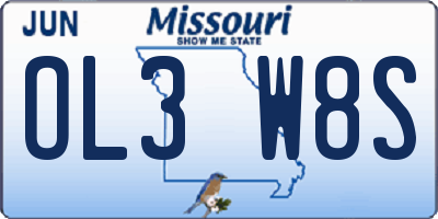 MO license plate OL3W8S