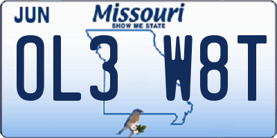 MO license plate OL3W8T