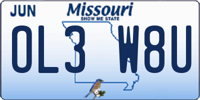 MO license plate OL3W8U