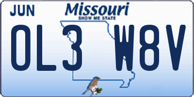 MO license plate OL3W8V