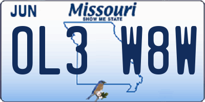 MO license plate OL3W8W