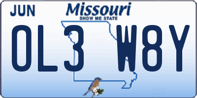 MO license plate OL3W8Y