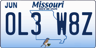 MO license plate OL3W8Z