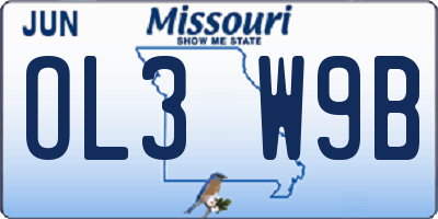 MO license plate OL3W9B
