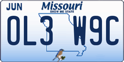 MO license plate OL3W9C