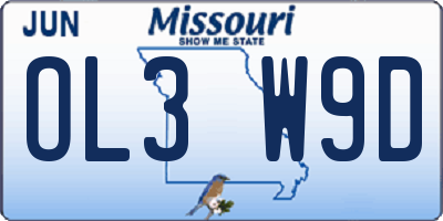 MO license plate OL3W9D