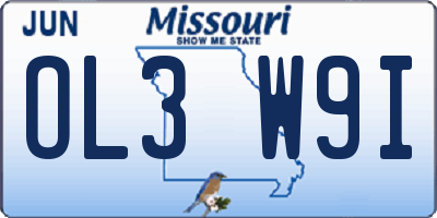 MO license plate OL3W9I