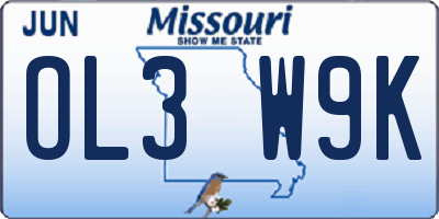MO license plate OL3W9K