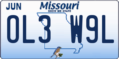 MO license plate OL3W9L