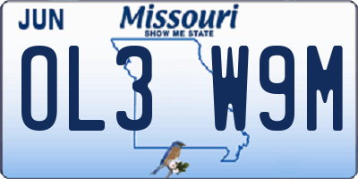 MO license plate OL3W9M