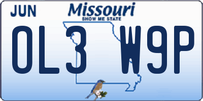MO license plate OL3W9P