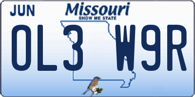 MO license plate OL3W9R
