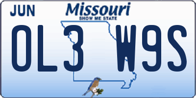 MO license plate OL3W9S