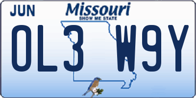 MO license plate OL3W9Y