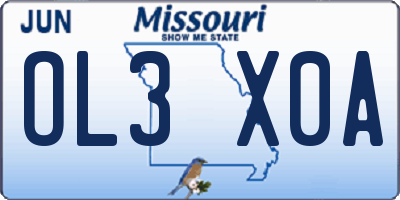 MO license plate OL3X0A