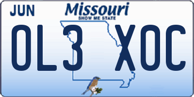 MO license plate OL3X0C