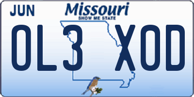 MO license plate OL3X0D
