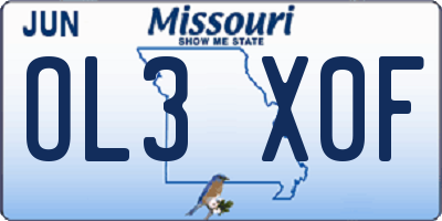 MO license plate OL3X0F