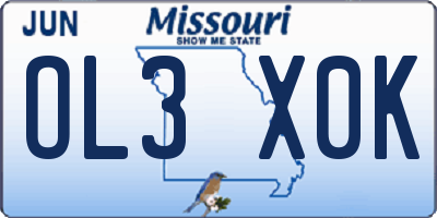 MO license plate OL3X0K
