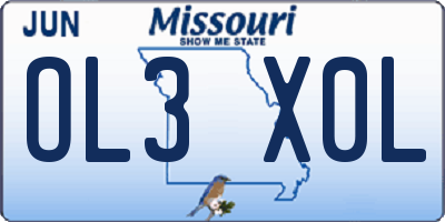 MO license plate OL3X0L