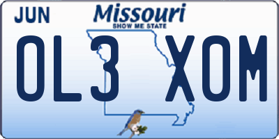 MO license plate OL3X0M