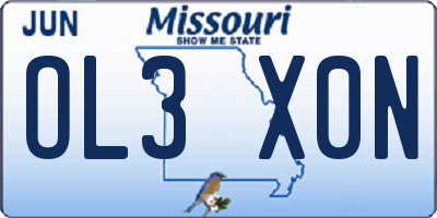 MO license plate OL3X0N