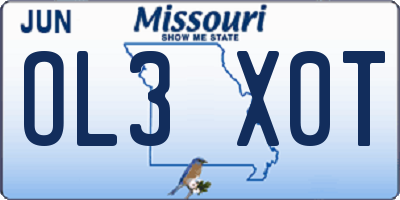 MO license plate OL3X0T