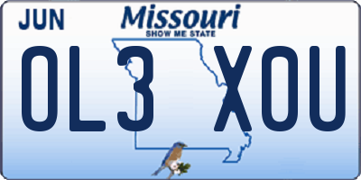 MO license plate OL3X0U