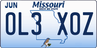 MO license plate OL3X0Z