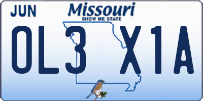 MO license plate OL3X1A