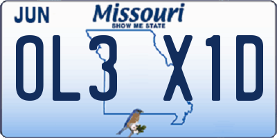 MO license plate OL3X1D