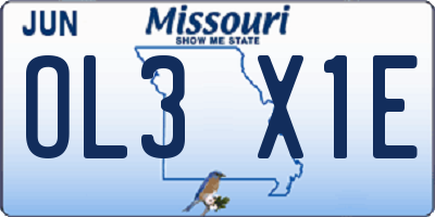 MO license plate OL3X1E