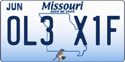 MO license plate OL3X1F