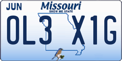 MO license plate OL3X1G
