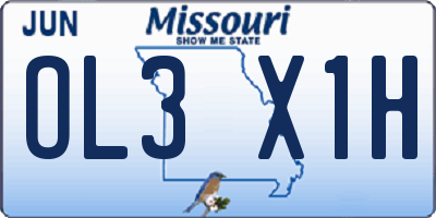 MO license plate OL3X1H