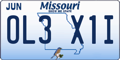 MO license plate OL3X1I