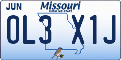 MO license plate OL3X1J