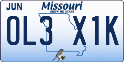 MO license plate OL3X1K