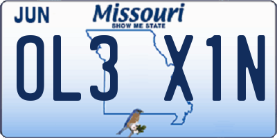 MO license plate OL3X1N