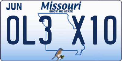 MO license plate OL3X1O