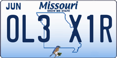 MO license plate OL3X1R