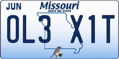 MO license plate OL3X1T