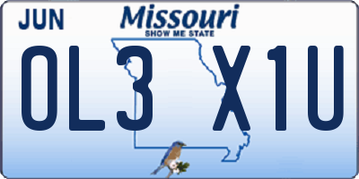 MO license plate OL3X1U