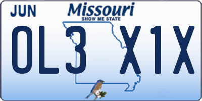MO license plate OL3X1X