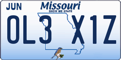 MO license plate OL3X1Z