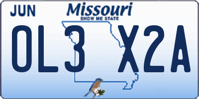 MO license plate OL3X2A