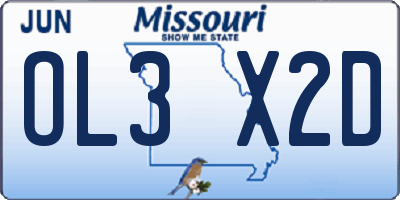 MO license plate OL3X2D