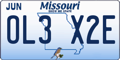 MO license plate OL3X2E
